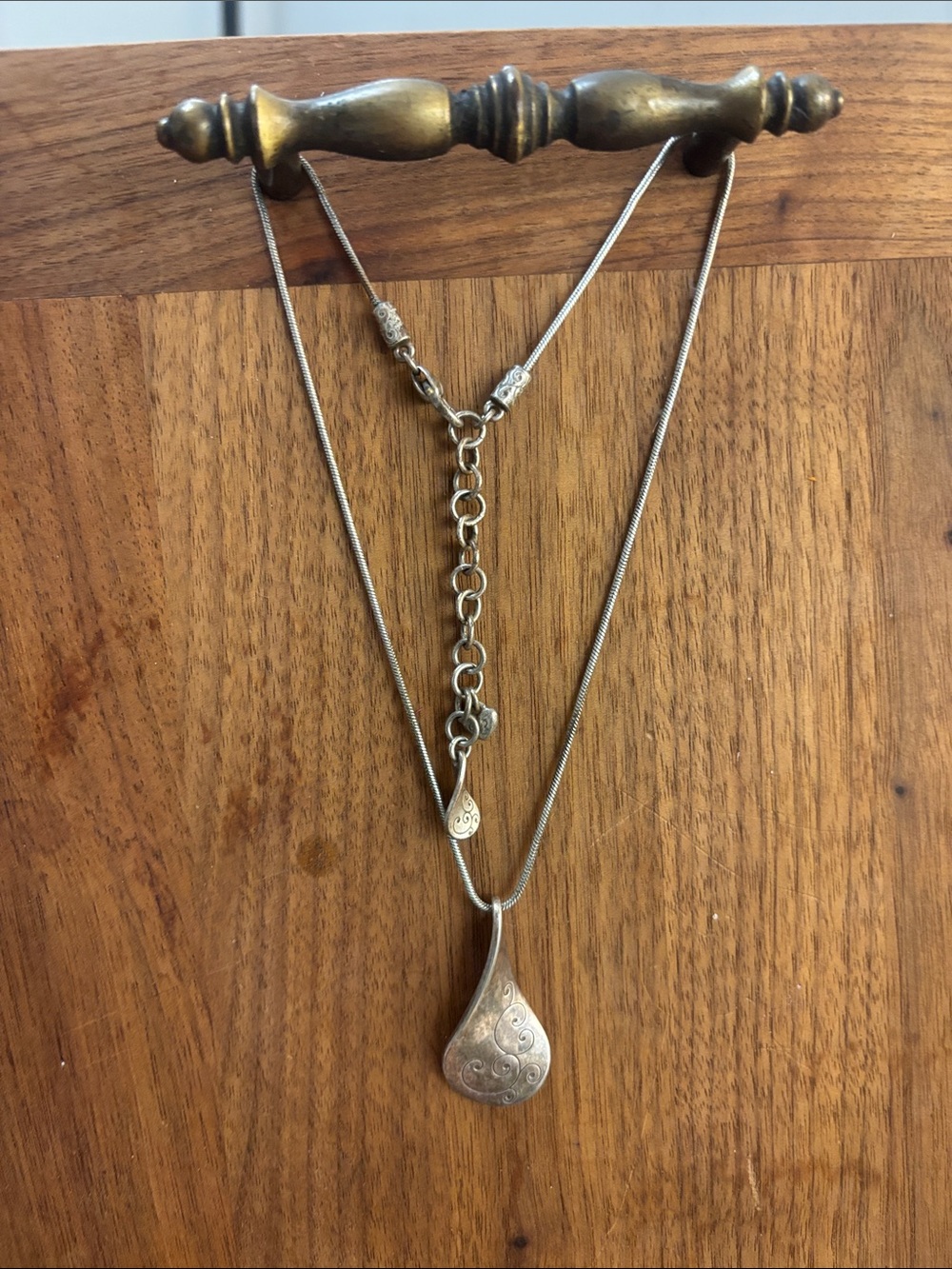 Brighton Silver Teardrop Pendant Necklace - patina